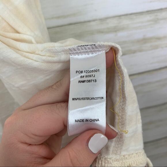 Doe & Rae NWT Cream Striped Tassel Lined Kimono - Picture 6 of 8